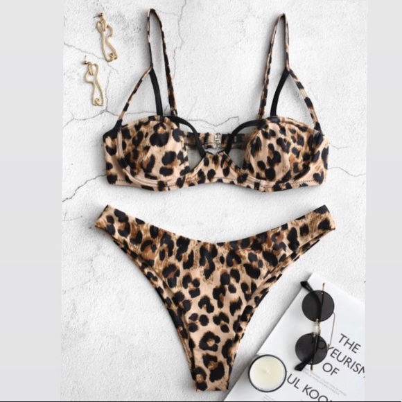 Zaful Other - Exotic leopard Cutout Underwire animal Bikini Set